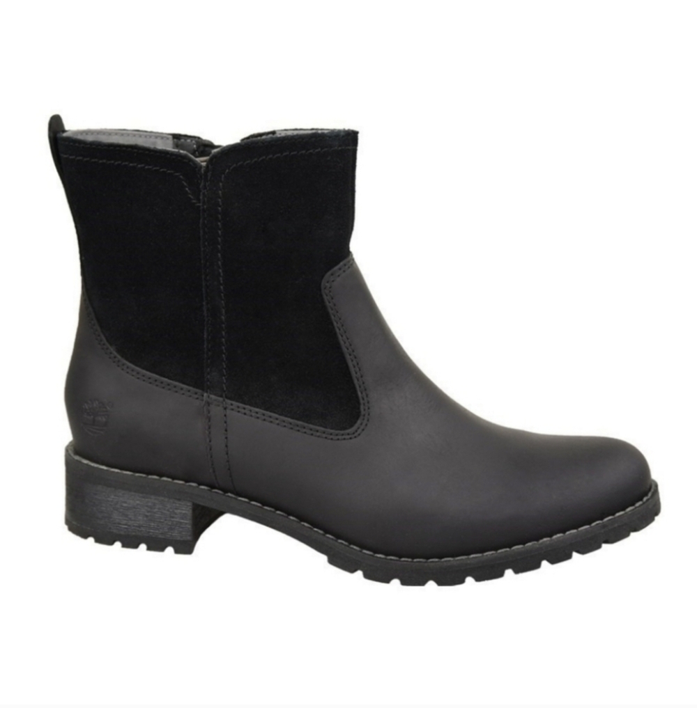 Timberland Bethel Black Suede Leather Biker Moto Fall Heeled Ankle Boots